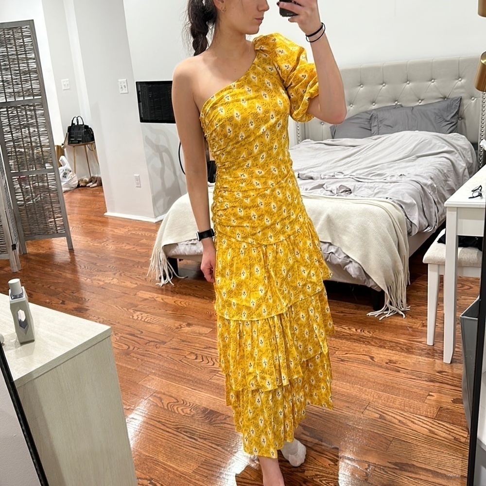 NWT Veronica Beard One Shoulder Virginia Sun Yellow size 0 - Picture 6 of 11